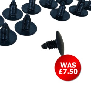 20 Black Trim Panel Clips Flat Top